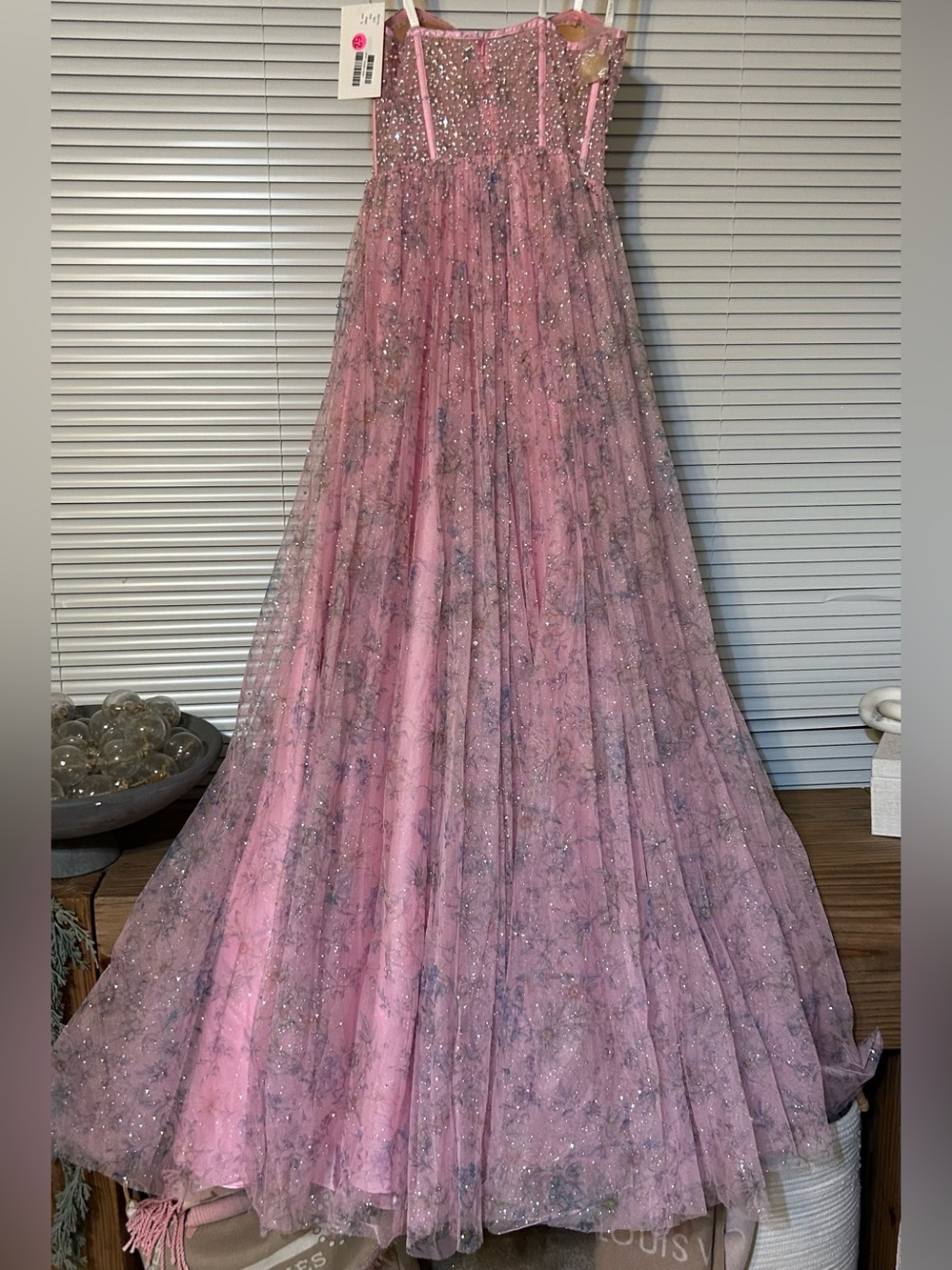 Jovani Pink Sheer Corset Pearl/Rhinestone Dress NWT $1,100 Size 6 - Picture 14 of 15